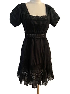 Seltenes Victorias Secret schwarzes Spitzenkleid mit Rüsche Knopf Puffärmel 10 - Bild 1 von 7