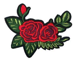 Patch Sew On Iron On Embroidered Clothing Hats Jackets Coat ROSE FLOWER A125 - Picture 1 of 3
