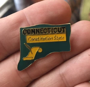 Connecticut Emaille Pin NOS Vintage 80er Hut Constitution Hut Tasche USA - Bild 1 von 2