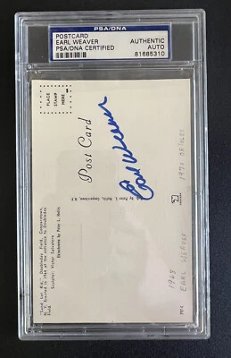 Earl Weaver PSA DNA Coa Signed Double Day Field Sand Lot Kid Postcard  - Image 1 of 2