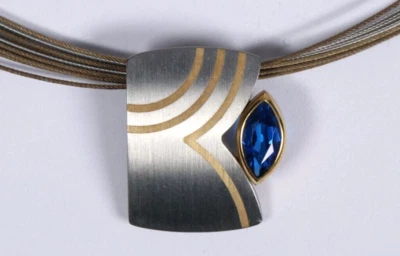 1980 Designer Collier 585 Gold Edelstahl signiert FRANZ SCHEUERLE necklace Quinn - Bild 1 von 4