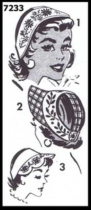 Mail Order # 7233 Sports Beach Hats Sewing Pattern Chemo Alopecia 1 Size 1950's - Picture 1 of 2
