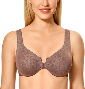 NEW DELIMIRA Front Closure Full Coverage Red Heather Underwire Racerback Bra 48E - Picture 1 of 5