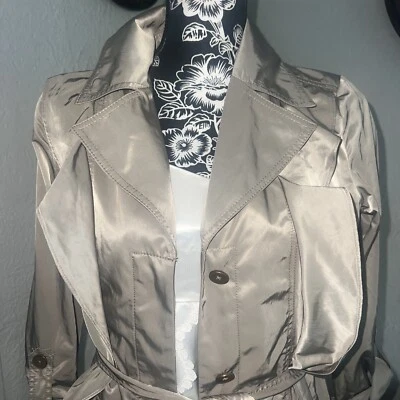 Белый дом черный рынок Тренч женщин очень маленький XS серебро подпоясанный куртка - Изображение 1 из 4