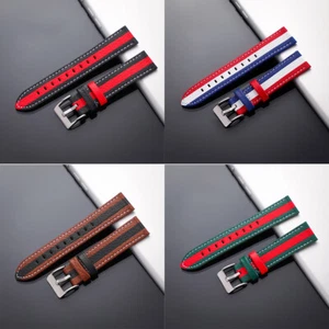 Correa de reloj de cuero genuino correa de repuesto pulsera liberación rápida 18 20 22 mm - Imagen 1 de 18