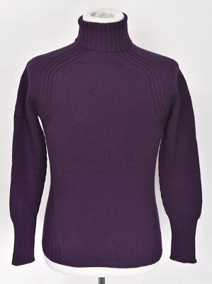 Nuevo Suéter Pullover Cruciani Liso Púrpura Lana Cuello Alto Ajustado XS (Eu 44) Nuevo con Etiquetas Foto 1 de 4