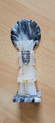 Onyx Figurine With Headdress - Indian? Aztec? 17cm Tall • 1.99£