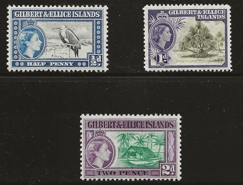 Gilbert & Ellice Scott #61-63, Singles 1956 Complete Set FVF MNH Cover