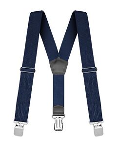 Buyless Fashion Heavy Duty Textured Suspenders Men 48 Adjustable Straps 1 1/2 Y