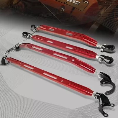 For 1990-2001 Acura Integra Red Aluminum Front+Rear+Upper+Lower Strut bar 4pc - Image 1 of 4