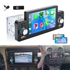 5" Single 1 DIN Touch Screen Car Stereo Radio CarPlay Android Auto MP5 Bluetooth - Picture 1 of 15