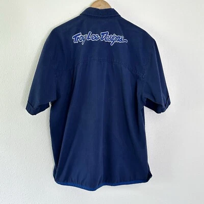 Mens Troy Lee Designs Snap Button Front Blue Shirt XL Wrench Mechanic Garage - Image 1 of 4