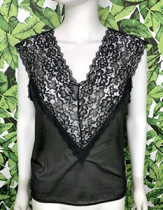 Colecciones vintage, etc. Sexy camisa sexy de encaje negro transparente talla M lencería para mujer - Imagen 1 de 8