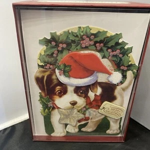 Punch Studio CHRISTMAS PUPPY EMBELLISHED CHRISTMAS CARDS. Box 15. GORGEOUS! - Picture 1 of 3
