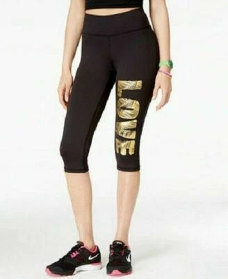 Material Girl Active Negro "Love" Gráfico Recortado Leggings Talla S Nuevo sin Etiquetas Envío Gratuito Foto 1 de 4