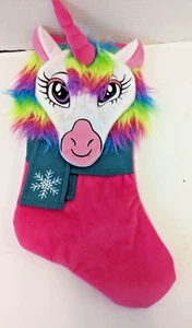 Nuevo Holiday Time 3D 20" Medias de Navidad Arco Iris Unicornio Adornado 3D - Imagen 1 de 3