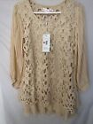 Pretty Angel Tunic Women's Medium Layered Chenille Embroidered Lace  Top Nwt