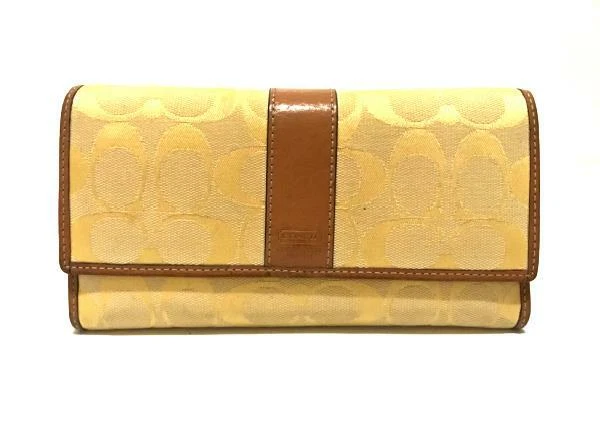 Coach Hamptons Yellow Trifold LG Checkbook Sig C Clutch Purse Bag Wallet RARE! - Image 1 of 1