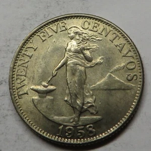 Philippines 25 Centavos 1958 Copper-Nickel-Zinc KM#189.1 UNC - Picture 1 of 2