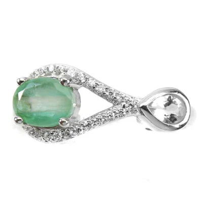 925 Anello Argento Sterling Ovale Smeraldo 7x5mm Topazio Cz Gemma Gioielli 7 - Immagine 1 di 4