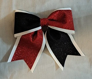 Red White and Black Glitter Hairbow / Cheer Bows / Dance / Volleyball / Softball - Picture 1 of 1