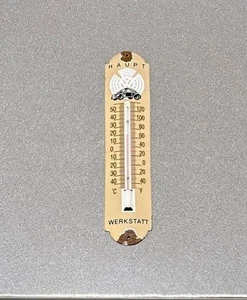 VINTAGE 12” VW VOLKSWAGEN PORCELAIN THERMOMETER SIGN CAR GAS OIL MOTORCYCLE - Picture 1 of 3