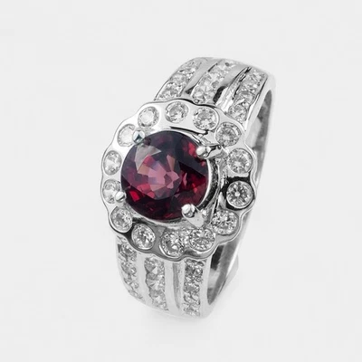 PLATA ESTERLINA 925 RODOLITA ROJA GRANATE PIEDRAS DE NACIMIENTO ENERO 1,28 QUILATES ANILLOS FINOS Foto 1 de 4