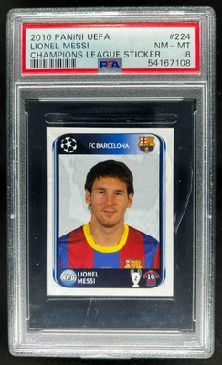 2010 Panini UEFA Lionel Messi Champions League Sticker #224 PSA 8 - Image 1 of 2