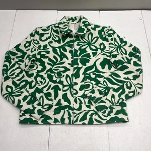 Asos Green & White Floral Jacquard Harrington Full-Zip Jacket Men's Size Small - Picture 1 of 6
