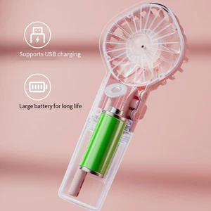Rechargeable Handheld Fan with Misting Spray Stay Cool for Travel and Sports - Afbeelding 1 van 15