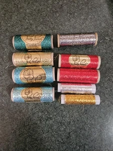 9 Pretty Punch and Dritz Metallic Threads asst colors on spools - Picture 1 of 3