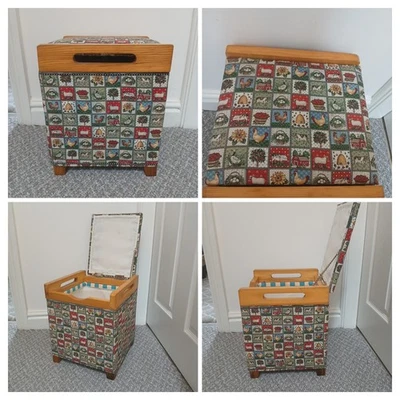 Vintage 1980s - Wooden Childrens Kids Storage Box Seat Handles Animal Ottoman - Image 1 of 4