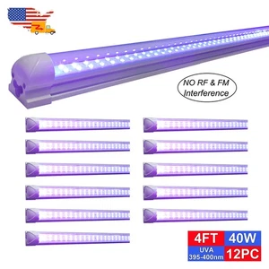 12 Pack 40W UV Led Black Ceiling Light Fixtures 4Foot Long for Stage Lighting - Picture 1 of 11