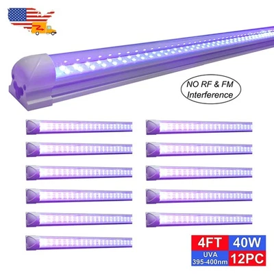 12 Pack 40W UV Led Black Ceiling Light Fixtures 4Foot Long for Stage Lighting - Image 1 of 4