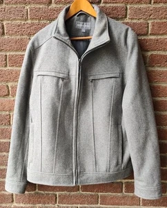 Michael Kors Grey Pea Coat Men’s Size Large L Zip Up  - Picture 1 of 9