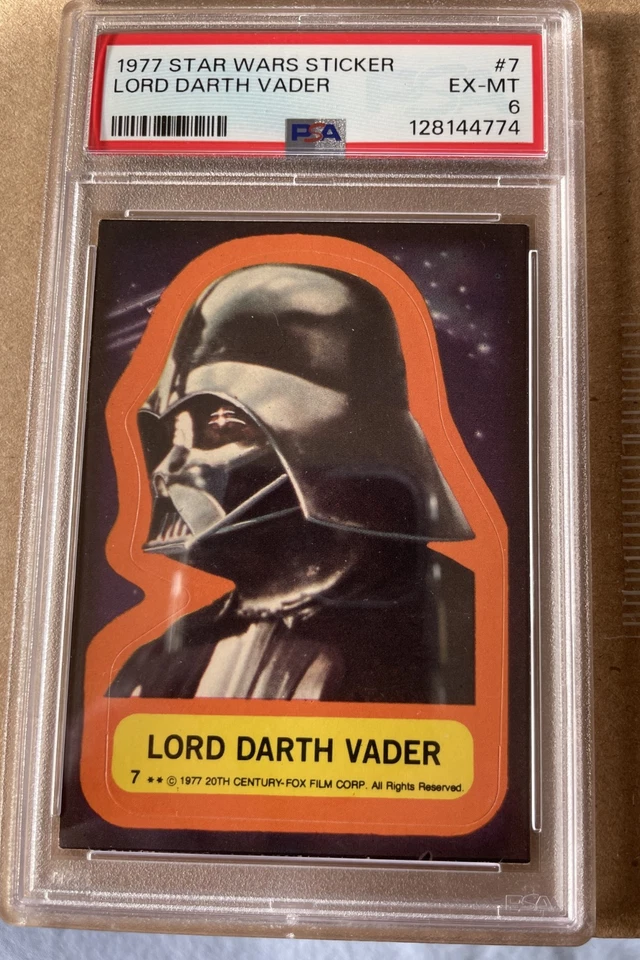 Pegatinas Topps Star Wars 1977 #7 Lord Darth Vader PSA 6 como nuevas Foto 1 de 1