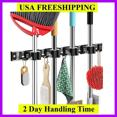 Держатель для швабры и метлы настенное крепление металлические сверхпрочные универсальные крючки метла организация... - Изображение 1 из 4