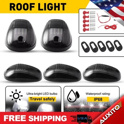 适用于道奇 Ram 2500 1500 4500 3500 5 件烟熏 LED 镜头白色驾驶室车顶灯 IP68 — 第 1/4 张图片