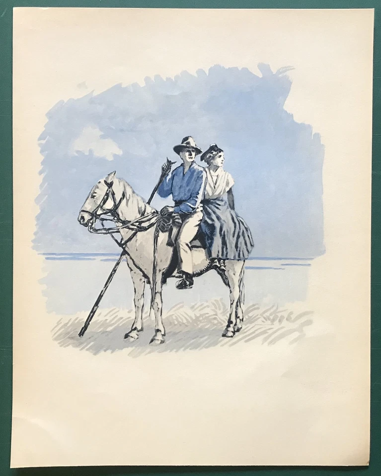 Illustration en couleurs : "Gardian à cheval en Camargue" (vers 1940) PROVENCE - Photo 1/1