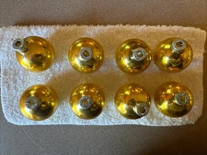 Set of 8 Vintage Gold Glass Ornaments 1-3/4" Made in the USA 2-O - Picture 1 of 5