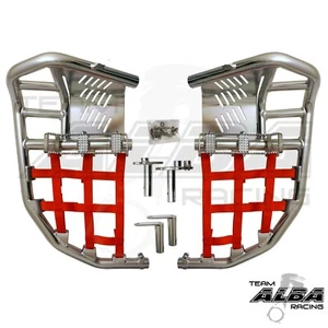 Yamaha Raptor 700  Nerf Bars  Pro Peg Heel Gaurds   Silver Red 197 T7 SR - Picture 1 of 2