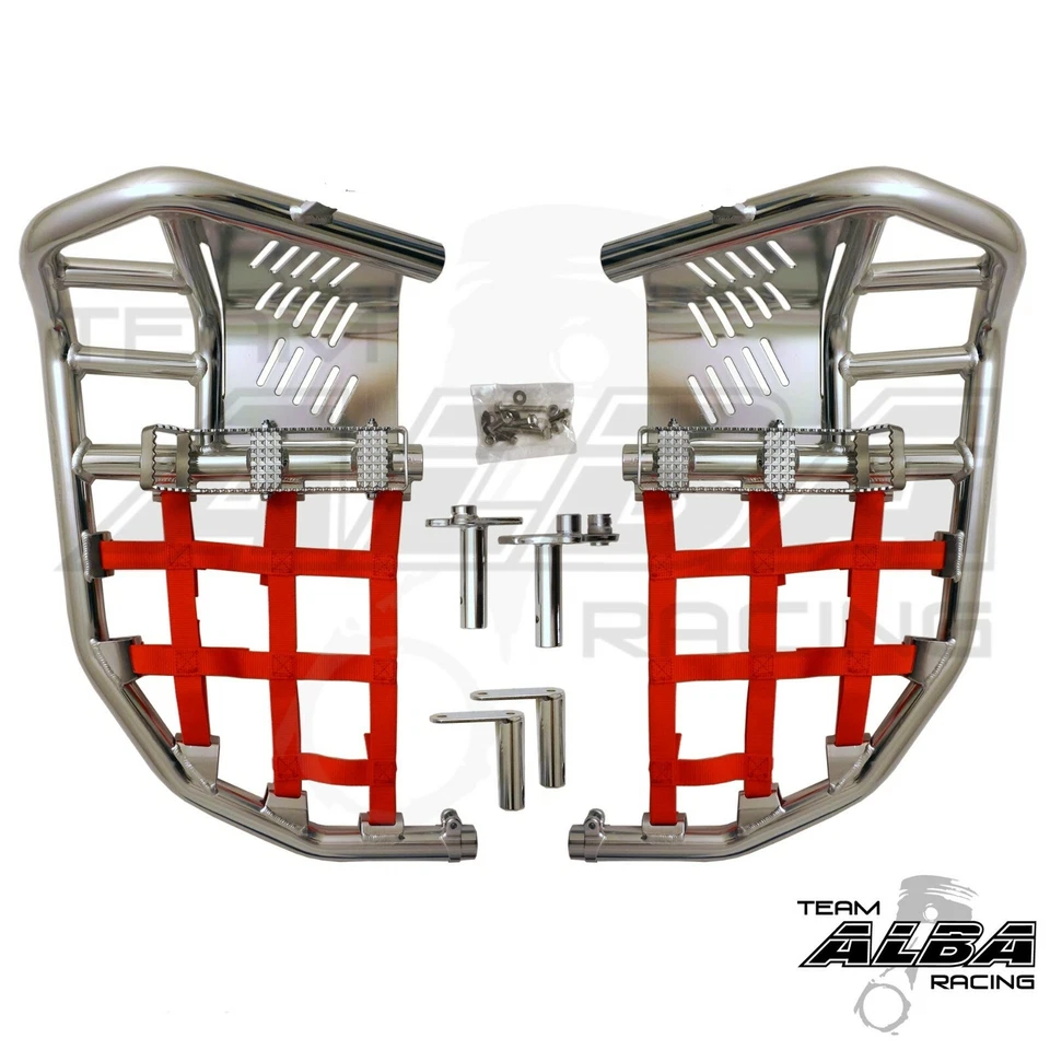 雅马哈 Raptor 700 Nerf Bars Pro Peg Heel Gaurds 银色红色 197 T7 SR — 第 1/2 张图片