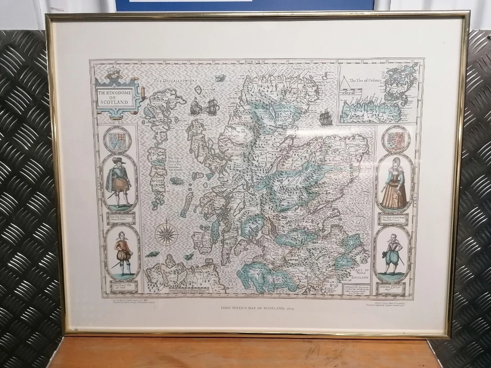 Vintage Lithograph John Speed's Map Of Scotland 1610 Published By Taylowe Ltd 77 - Image 1 of 4