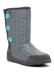 UGG Australia Größe 6 Mädchen I Heart geschwollen gestepptes Wollfutter großer Stiefel grau - Bild 1 von 3