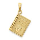 14k Yellow Gold Opening Book Charm Pendant With Serenity Prayer Inside