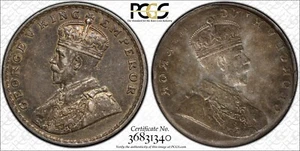 ER362 INDIEN. Prägefehler--Volle Brockage Vorderseite--Rupie ohne Datum. George V. PCGS - Bild 1 von 4