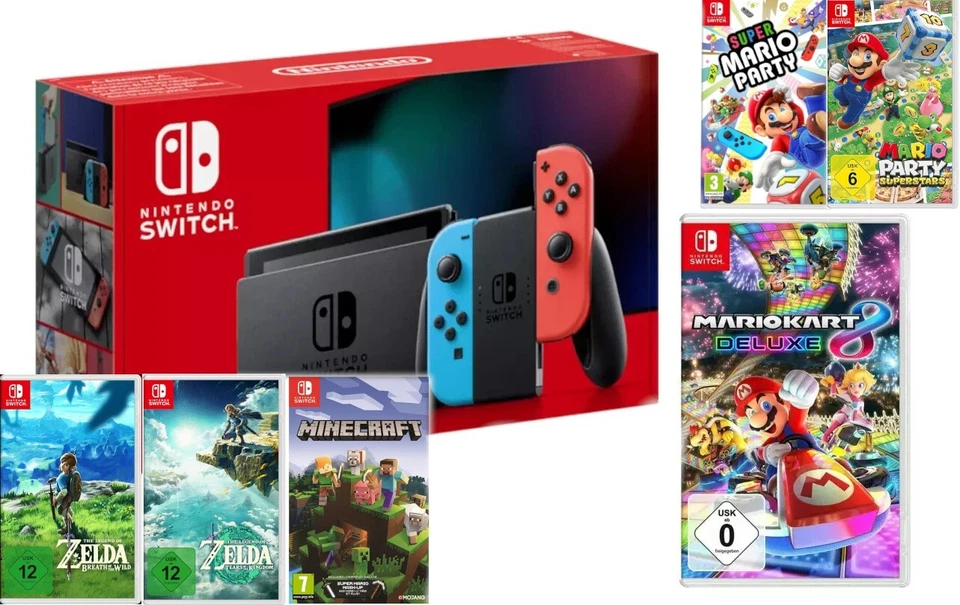 Super Nintendo Switch Konsole Set zur Auswahl u.a. Mario Kart, Party, Zelda uvm - Bild 1 von 1