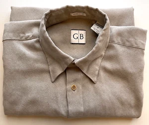 GEOFFREY BEENE GB Micro Suede LS button up shirt men size M taupe/tan very soft - Picture 1 of 16