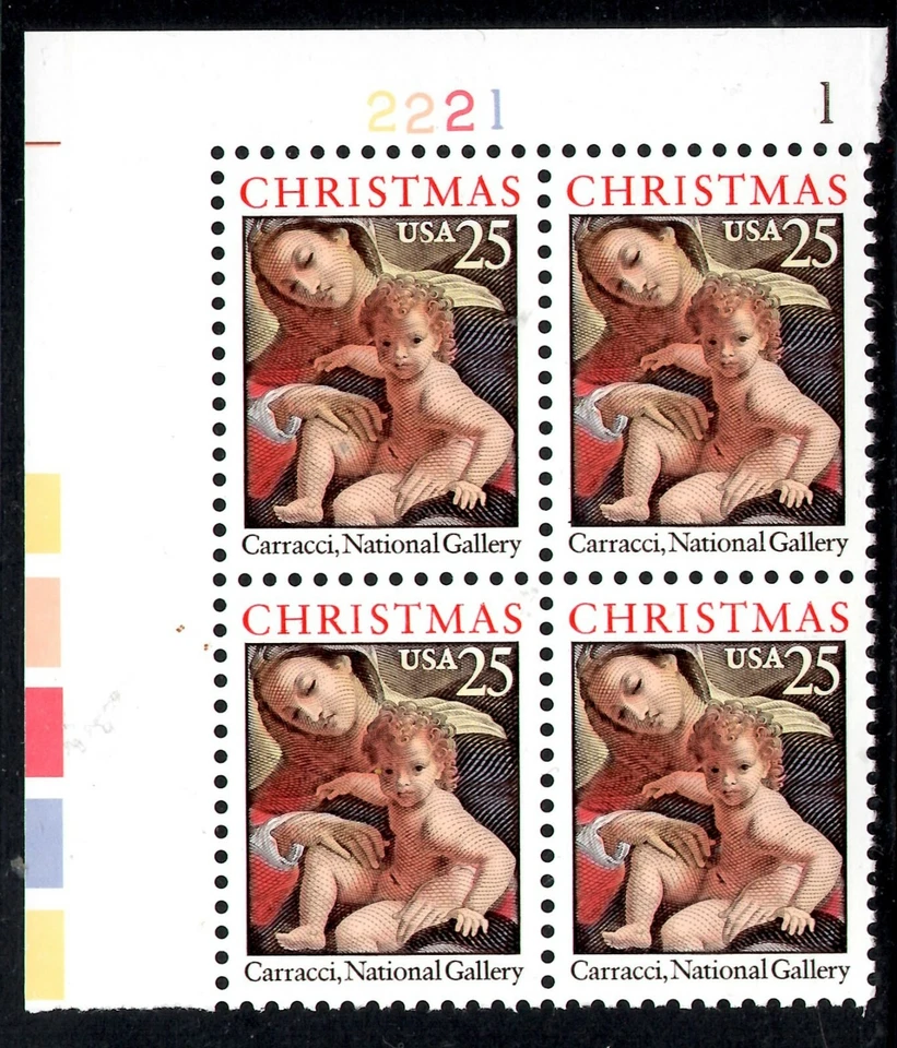 UNITED STATES SCOTT 2427 CHRISTMAS MADONNA & CHILD  PLATE BLOCK OF 4 MNH - Image 1 of 1