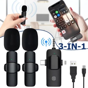 Micrófono inalámbrico Lavalier grabación de audio y video mini micrófono para iPhone Android - Imagen 1 de 14